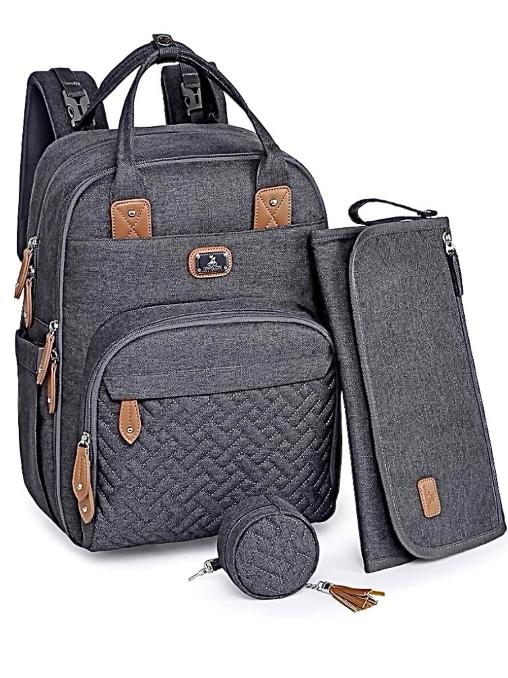 Dikaslon Dark Grey Diaper Bag Pacifier Case Folding Changing Bag NWOT